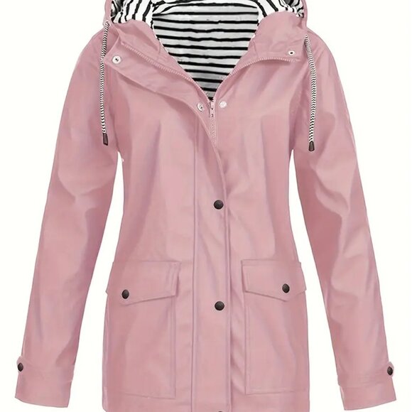 Pink Hooded Lightweight Windbreaker Jacket - Picture 1 of 3